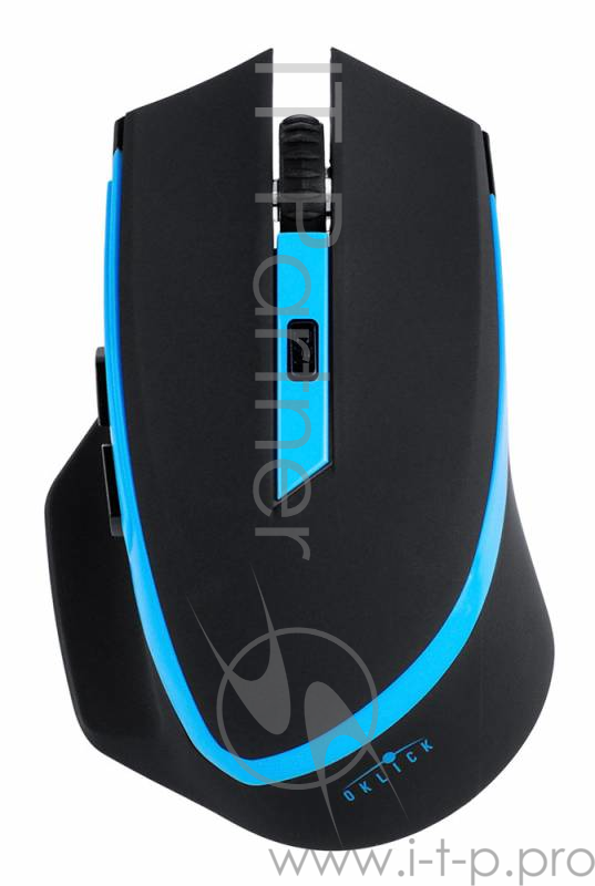 Мышь Oklick 630LW, черный/голубой 923003 {Мышь, Беспроводная, 500/1000/1600dpi, USB игровая (6кнопок)}