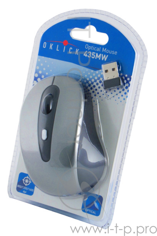 Мышь Oklick 435MW серый/черный оптическая (1600dpi) беспроводная USB (3but)