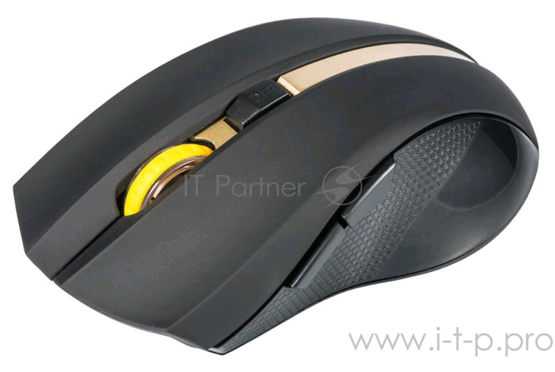 Мышь Oklick 495MW черный/золотистый Мышь оптическая (1600dpi) беспроводная USB (6but)