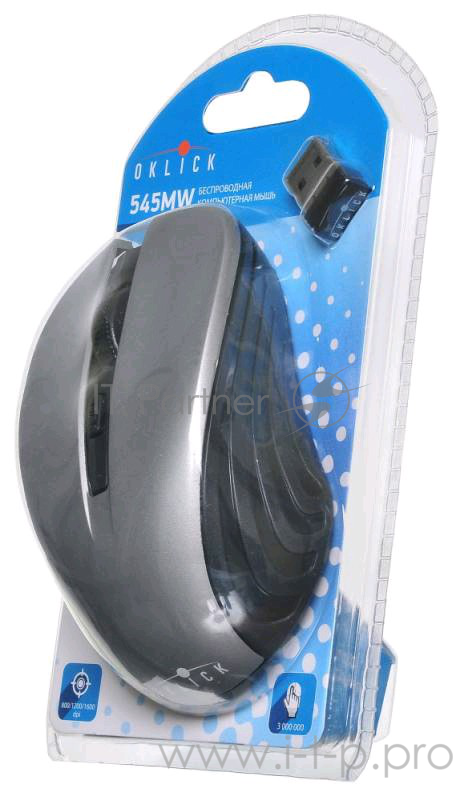 Мышь Oklick 545MW черный/серый оптическая (1600dpi) беспроводная USB (4but)