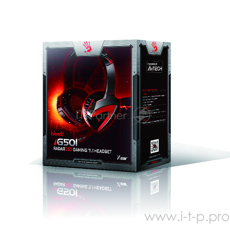 Наушники A4 G501, черно-красные {Наушники с микрофоном, 2.2м}