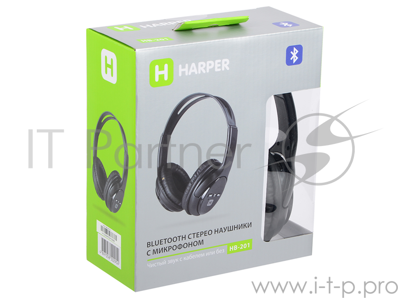 Гарнитура HARPER HB-201, накладные, черный, беспроводные bluetooth
