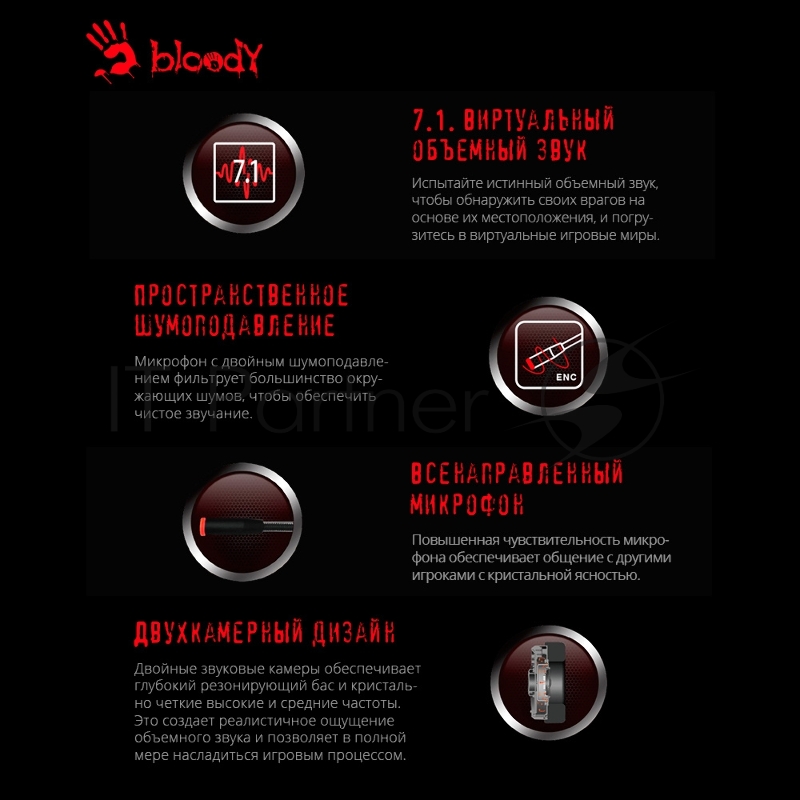 Наушники с микрофоном A4 Bloody G528C черный 1.8м мониторы USB оголовье (G528C)