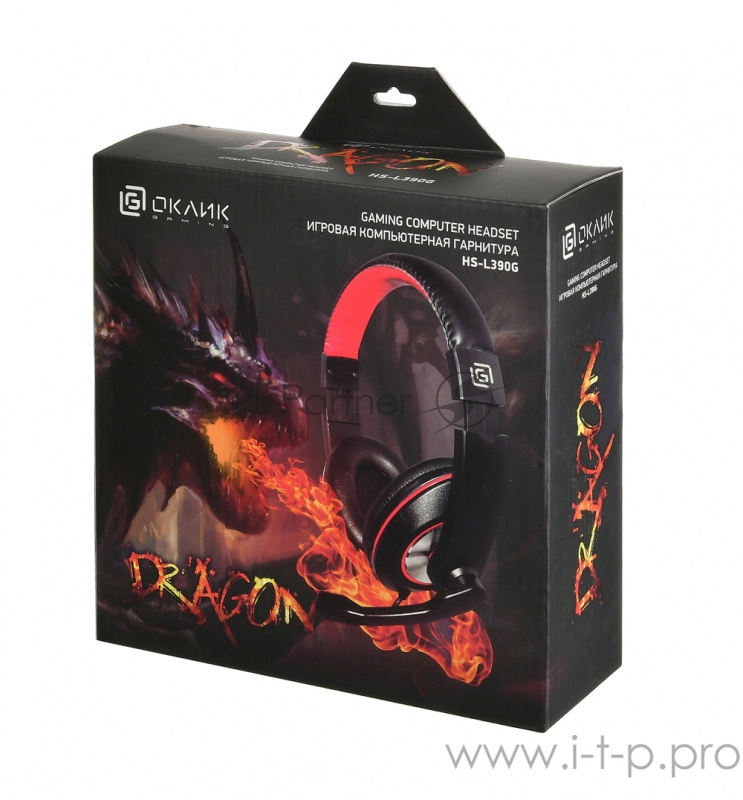 Гарнитура Oklick HS-L390G DRAGON black/red 1.8m (JD-728S)