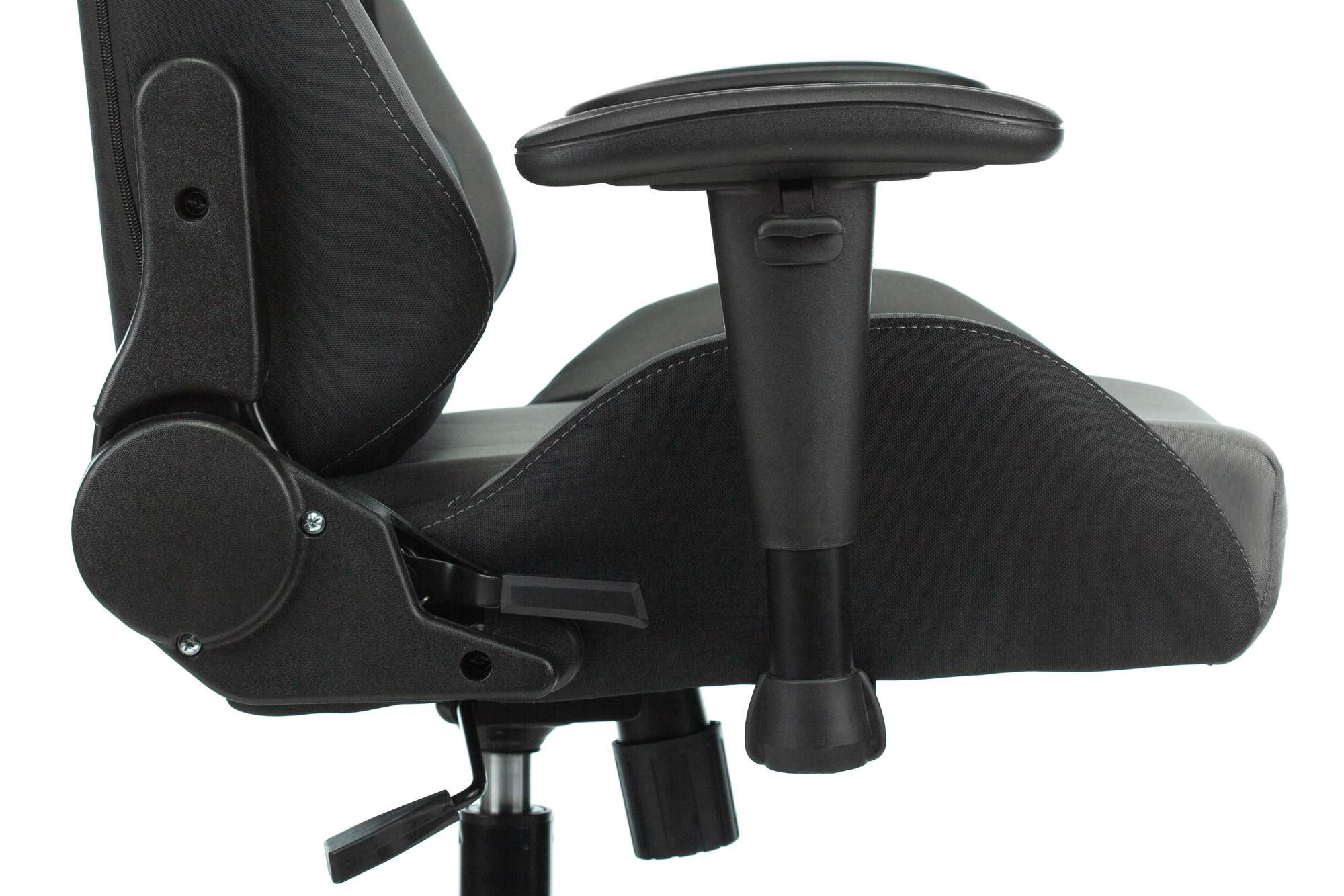 Кресло игровое Бюрократ 771N/GREY-BL две подушки серый с черными вставками крестовина металл