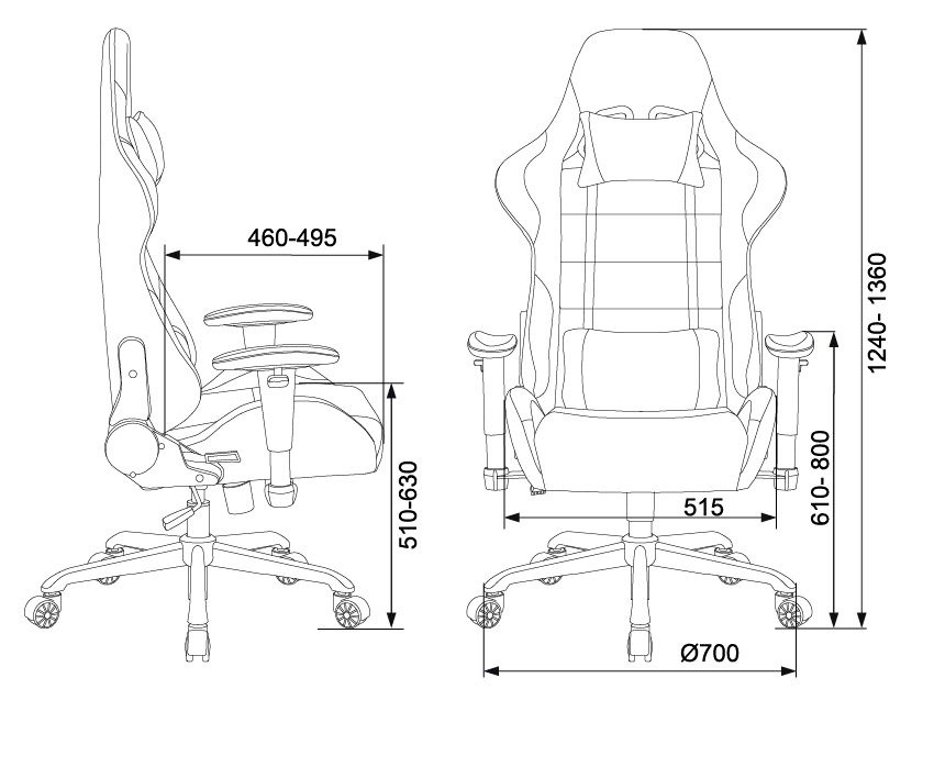 Кресло игровое Бюрократ 771N/GREY-BL две подушки серый с черными вставками крестовина металл