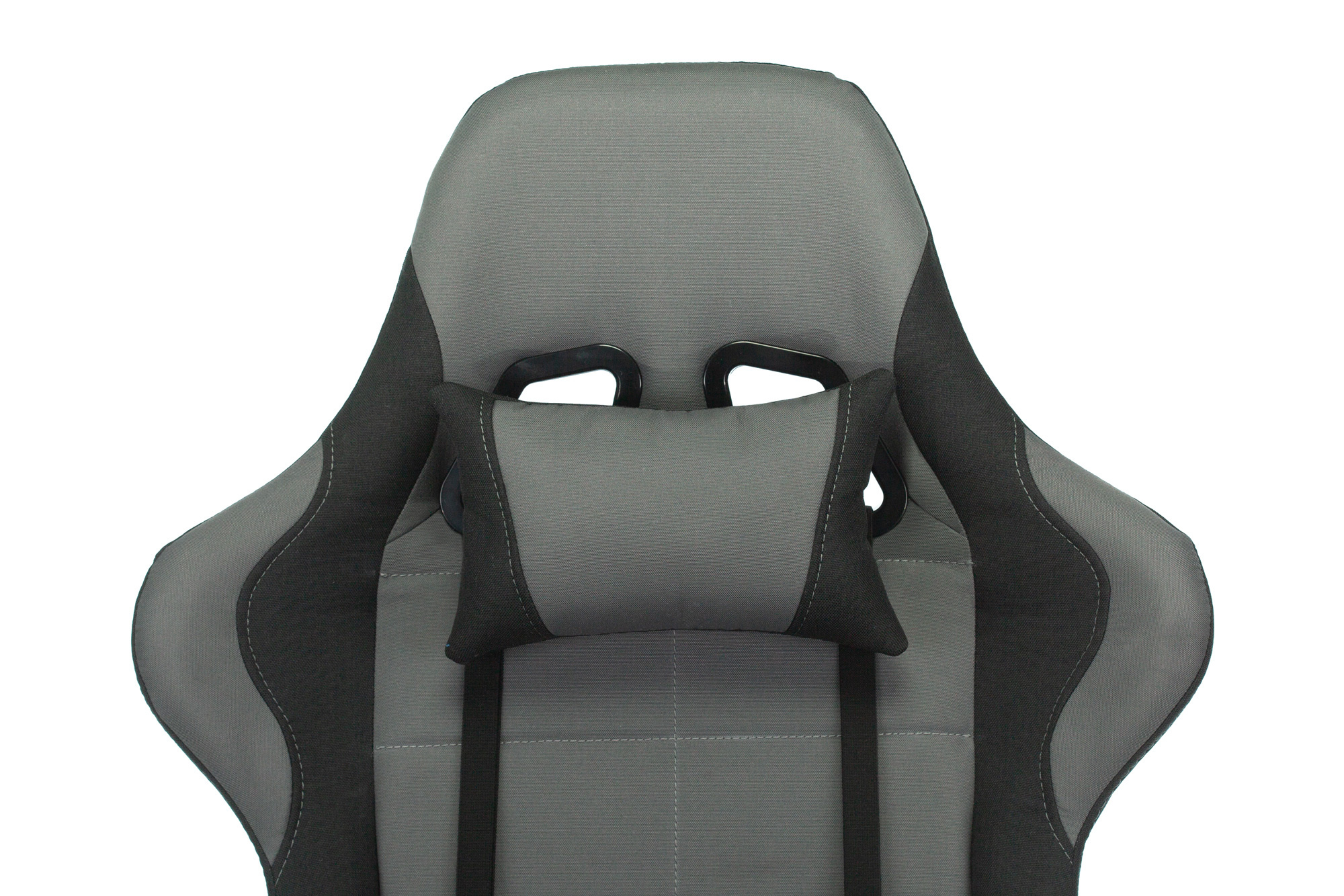 Кресло игровое Бюрократ 771N/GREY-BL две подушки серый с черными вставками крестовина металл