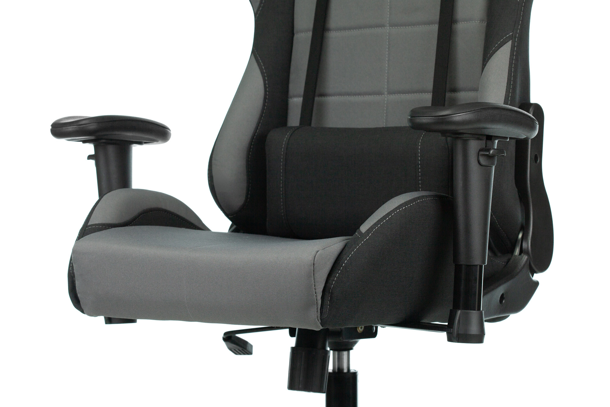 Кресло игровое Бюрократ 771N/GREY-BL две подушки серый с черными вставками крестовина металл