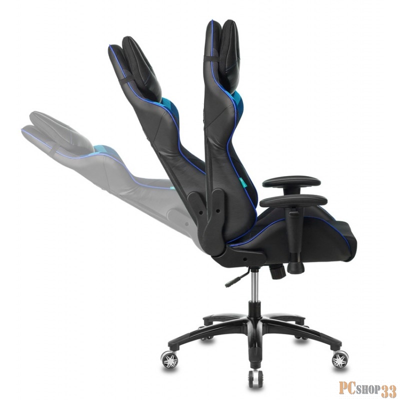 Кресло игровое Бюрократ VIKING 4 AERO BLUE две подушки черный/синий искусст.кожа/ткань
