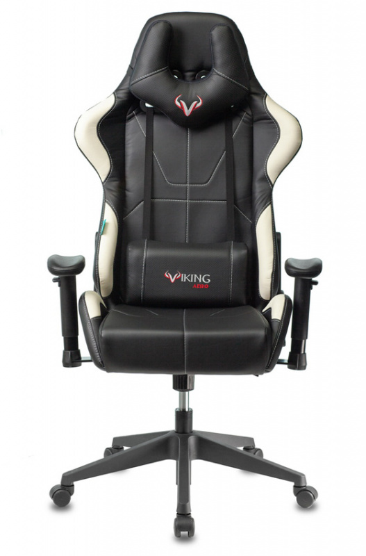 Кресло игровое Бюрократ VIKING 5 AERO WHITE черный/белый искусственная кожа