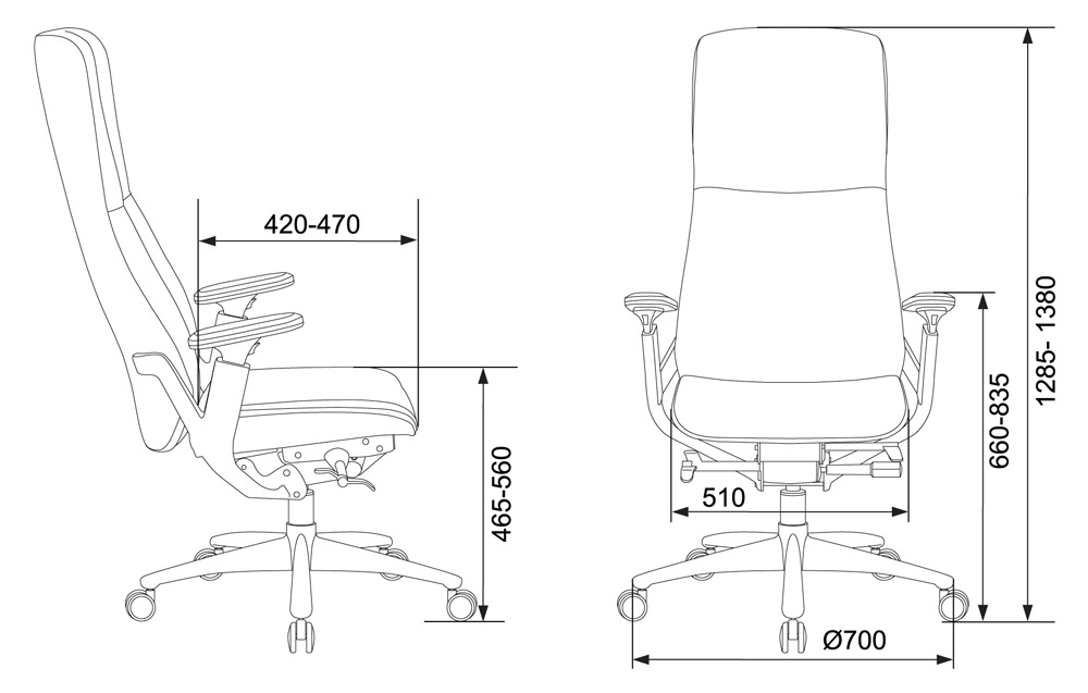 Кресло руководителя Бюрократ _ARTI/BLACK черный кожа крестовина алюминий