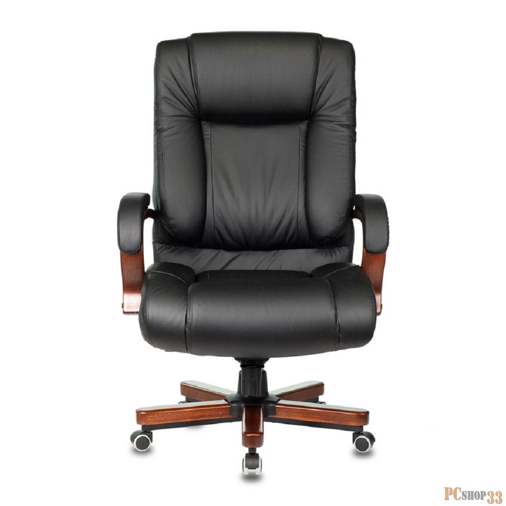 Кресло руководителя Бюрократ T-9925WALNUT/BLACK черный кожа крестовина дерево