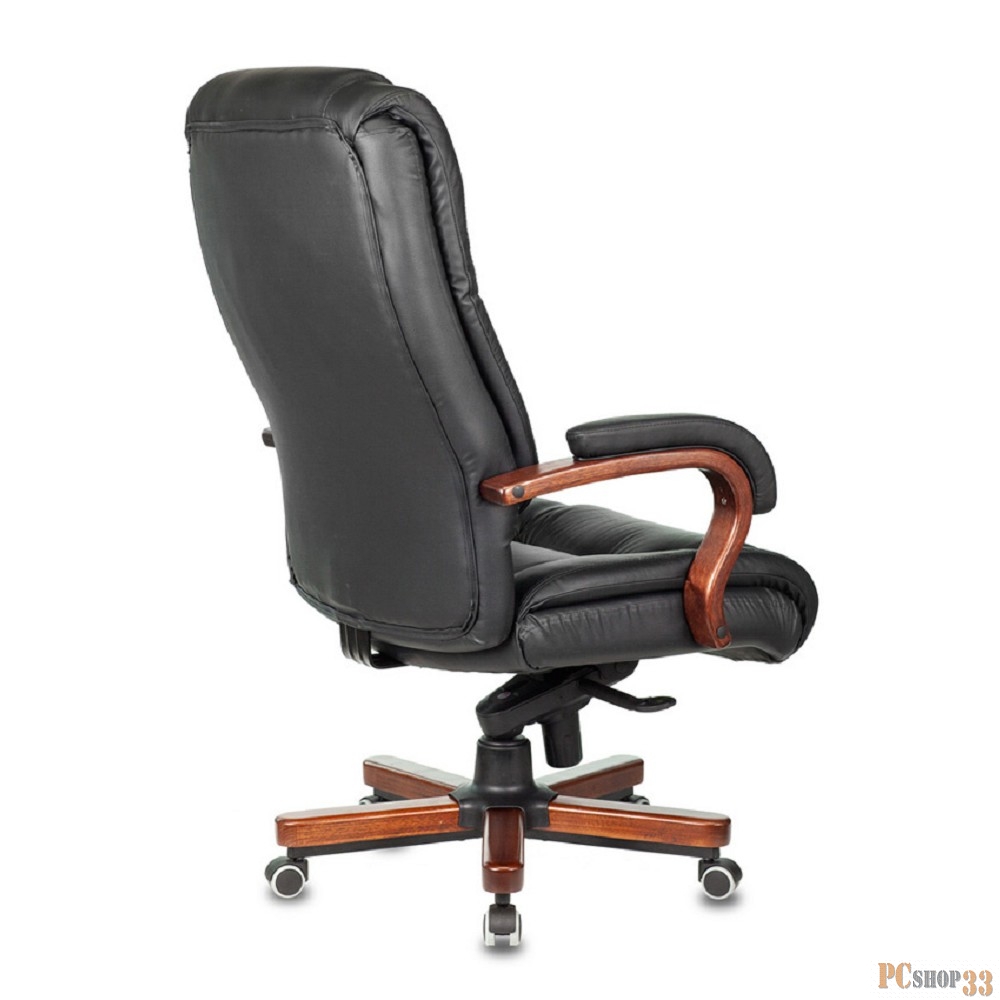 Кресло руководителя Бюрократ T-9925WALNUT/BLACK черный кожа крестовина дерево