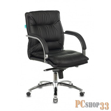 Кресло руководителя Бюрократ T-9927SL-LOW/BLACK низкая спинка черный кожа крестовина хром