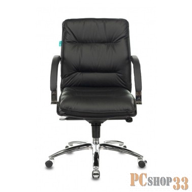 Кресло руководителя Бюрократ T-9927SL-LOW/BLACK низкая спинка черный кожа крестовина хром