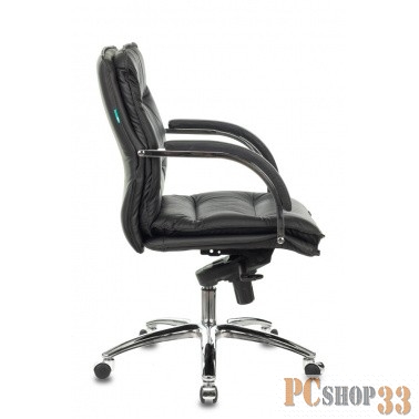 Кресло руководителя Бюрократ T-9927SL-LOW/BLACK низкая спинка черный кожа крестовина хром