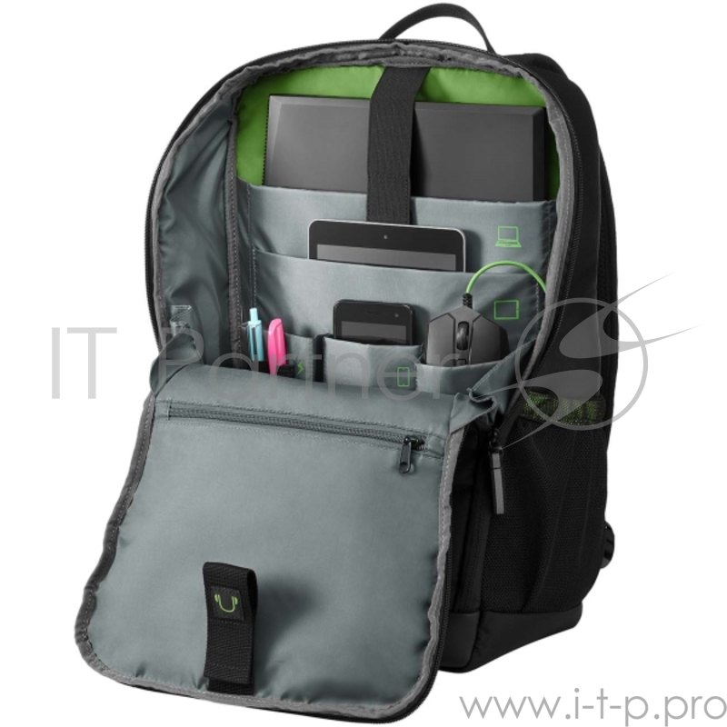 Рюкзак для ноутбука 15.6 HP Pavilion Gaming 400 черный/зеленый полиэстер женский дизайн (6EU57AA)