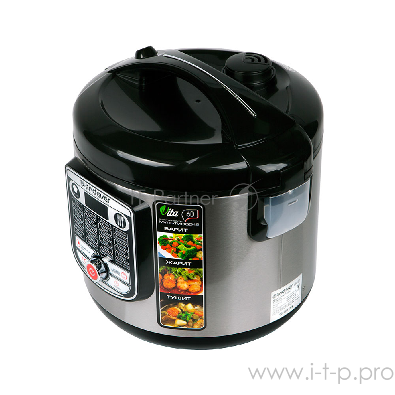 Мультиварка Endever Vita-60, 860 Вт., чаша 5 л., 23 программы + Мастер-повар, таймер 24 ч., черный/сталь