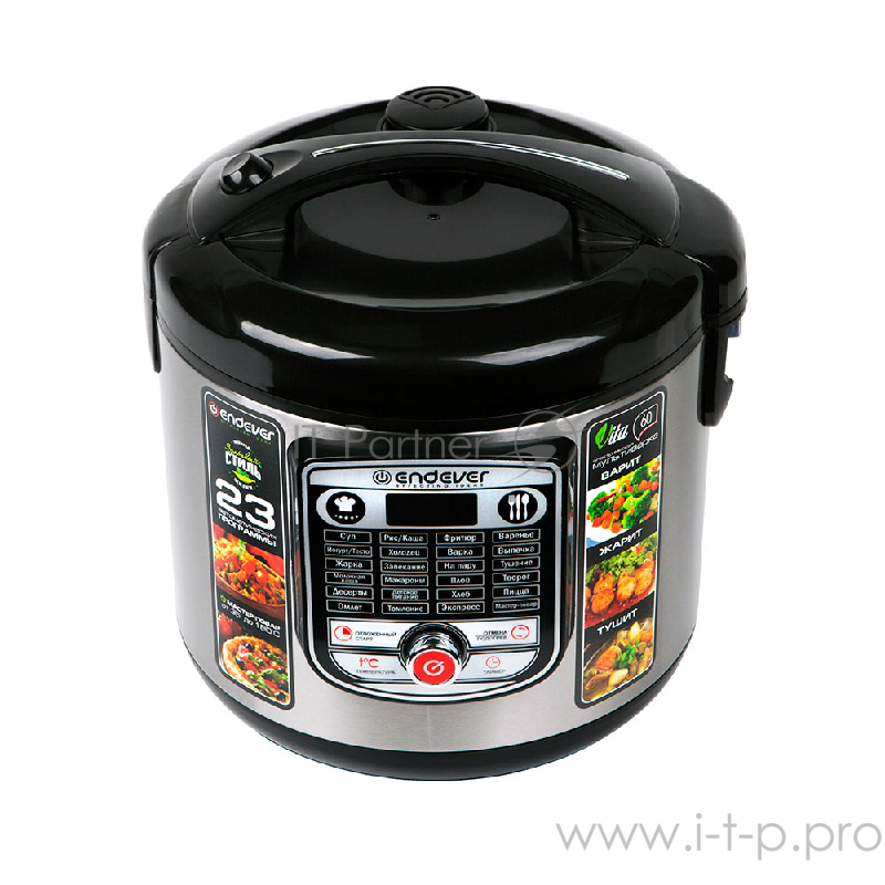 Мультиварка Endever Vita-60, 860 Вт., чаша 5 л., 23 программы + Мастер-повар, таймер 24 ч., черный/сталь