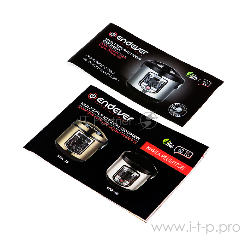 Мультиварка Endever Vita-60, 860 Вт., чаша 5 л., 23 программы + Мастер-повар, таймер 24 ч., черный/сталь