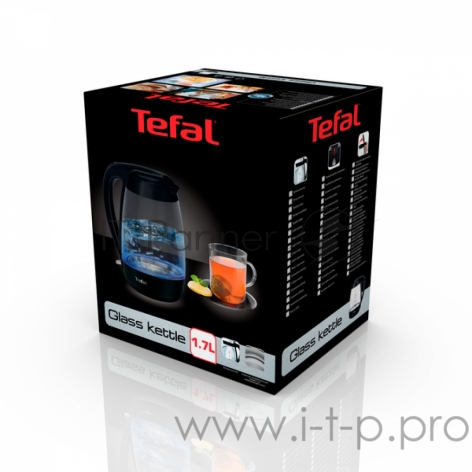 Чайник TEFAL Черный со стеклом, 2200Вт, закрытая спираль, 1.7 л