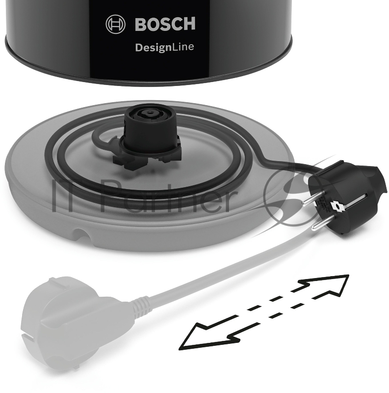 Чайник электрический Bosch TWK3P423 1.7л. 2400Вт черный (корпус: нержавеющая сталь)