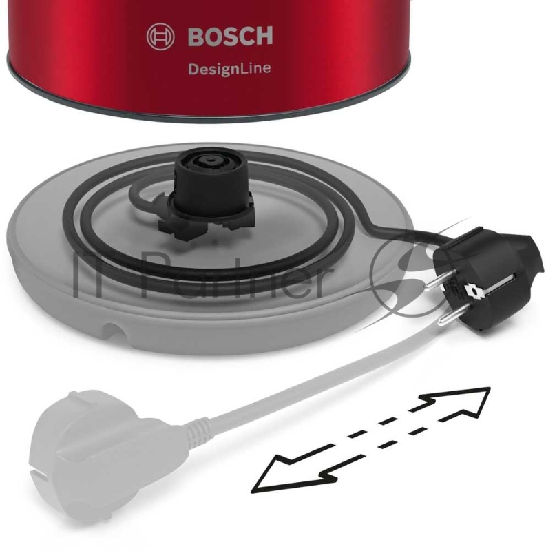 Чайник электрический Bosch TWK3P424 1.7л. 2400Вт красный (корпус: нержавеющая сталь)