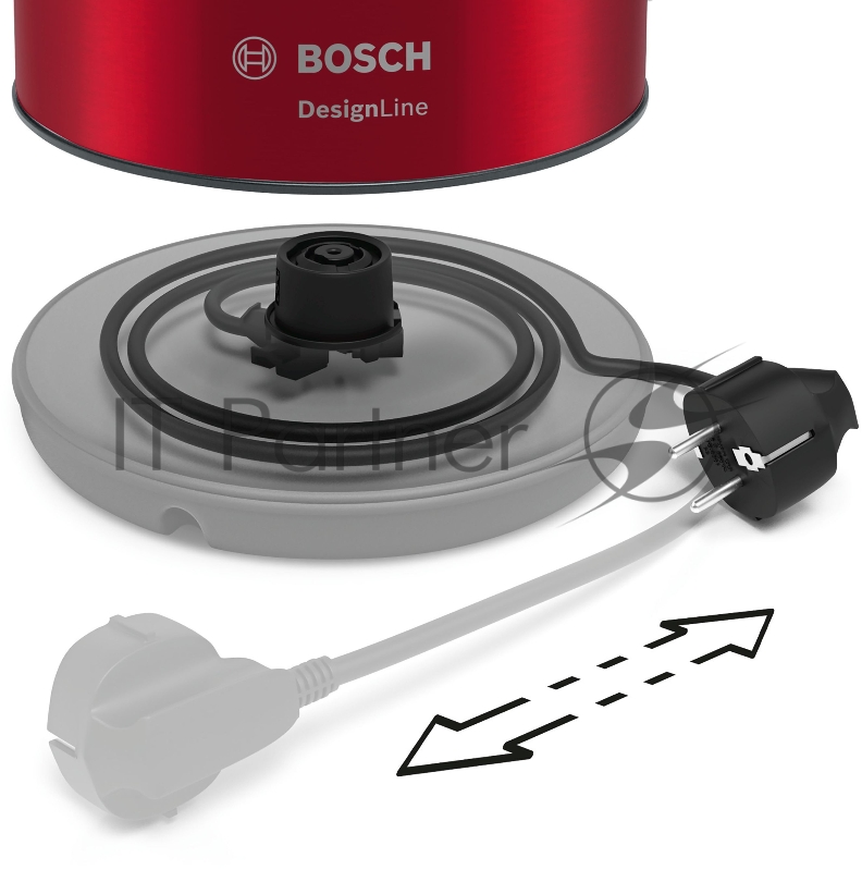 Чайник электрический Bosch TWK3P424 1.7л. 2400Вт красный (корпус: нержавеющая сталь)