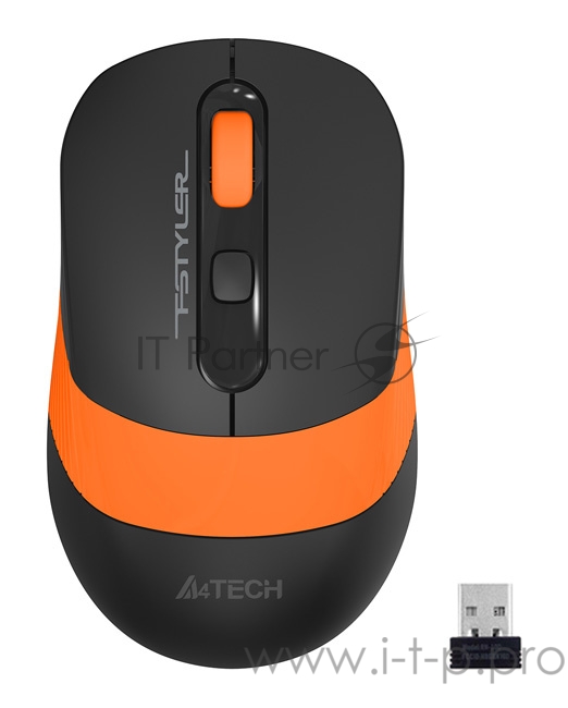 Мышь A4 Fstyler FG10S черный/оранжевый оптическая (2000dpi) silent беспроводная USB (4but)