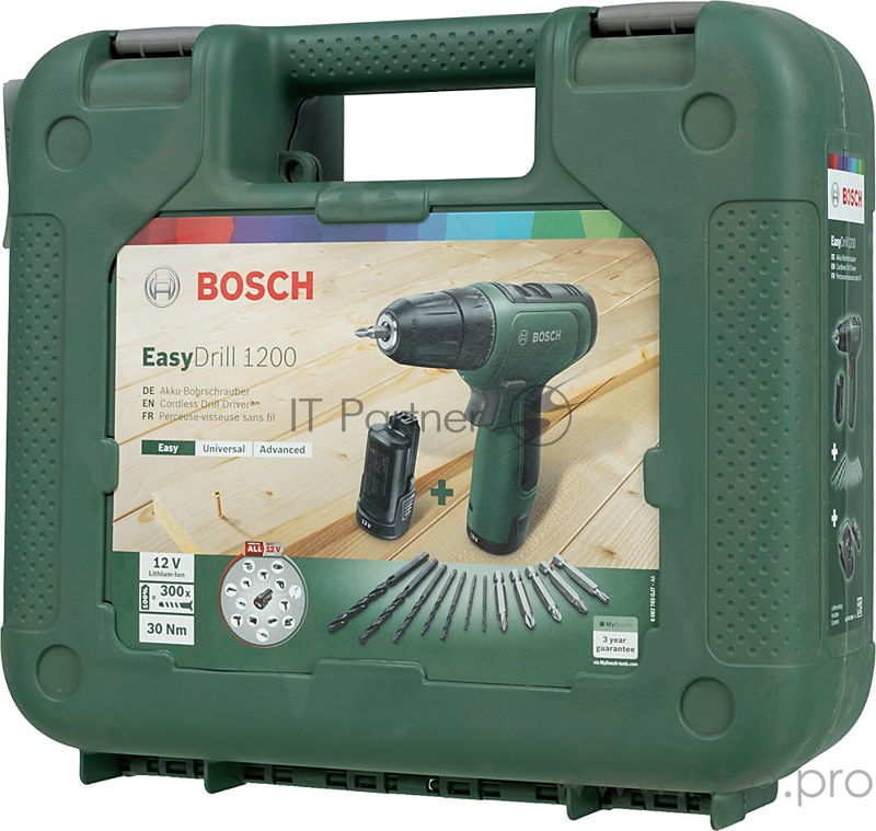 Дрель-шуруповерт Bosch EasyDrill 1200 аккум. патрон:быстрозажимной (кейс в комплекте)