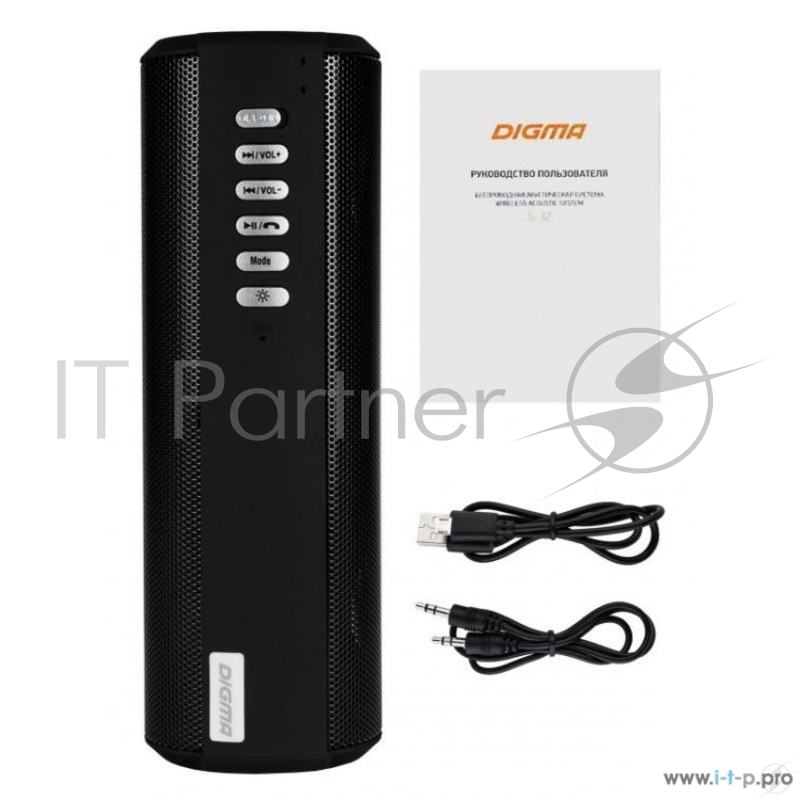 Колонка портативная Digma S-32 черный 6W 1.0 BT 2000mAh