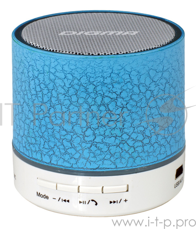 Колонка порт. Digma S-12 синий 3W 1.0 BT/USB (SP123BL)