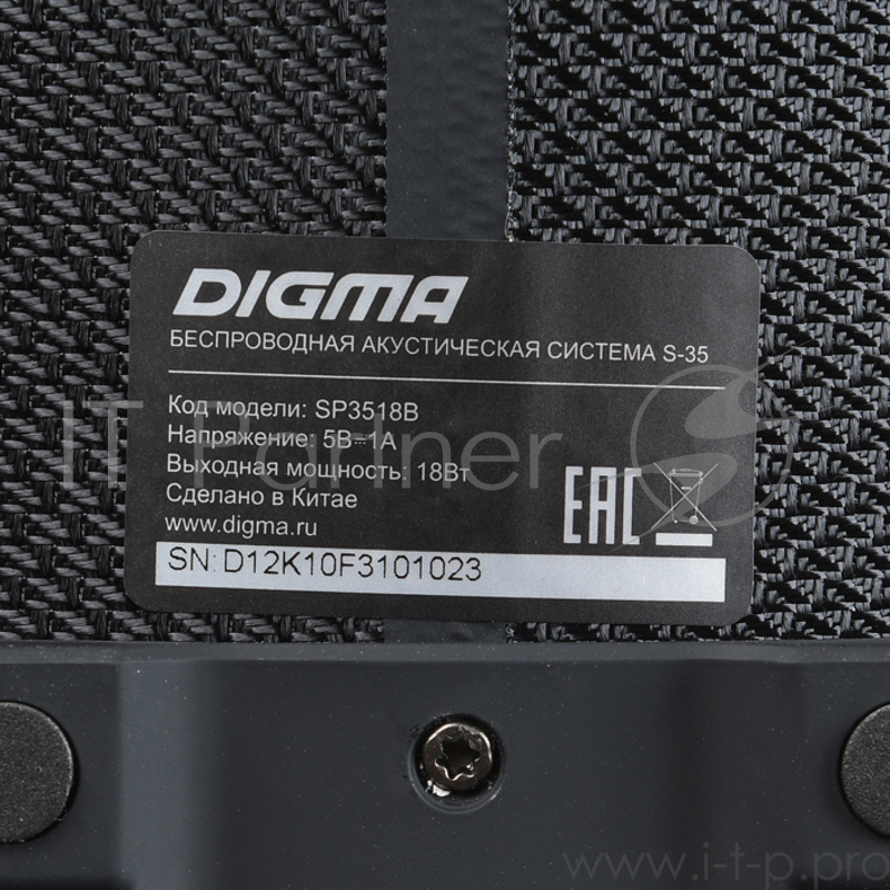 Колонка порт. Digma S-35 черный 18W 1.0 BT/USB (SP3518B)