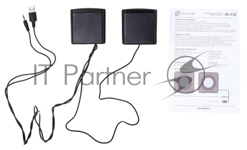 Колонки Oklick OK-330 2.0 черный 6Вт