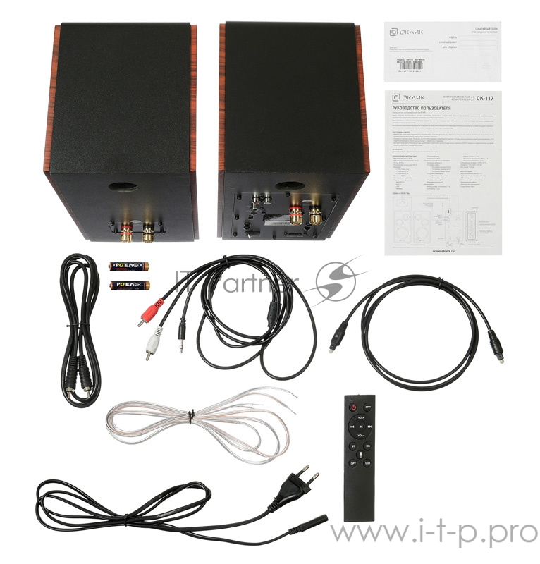 Колонки Oklick OK-117 BT 2.0 черный 80Вт беспроводные BT