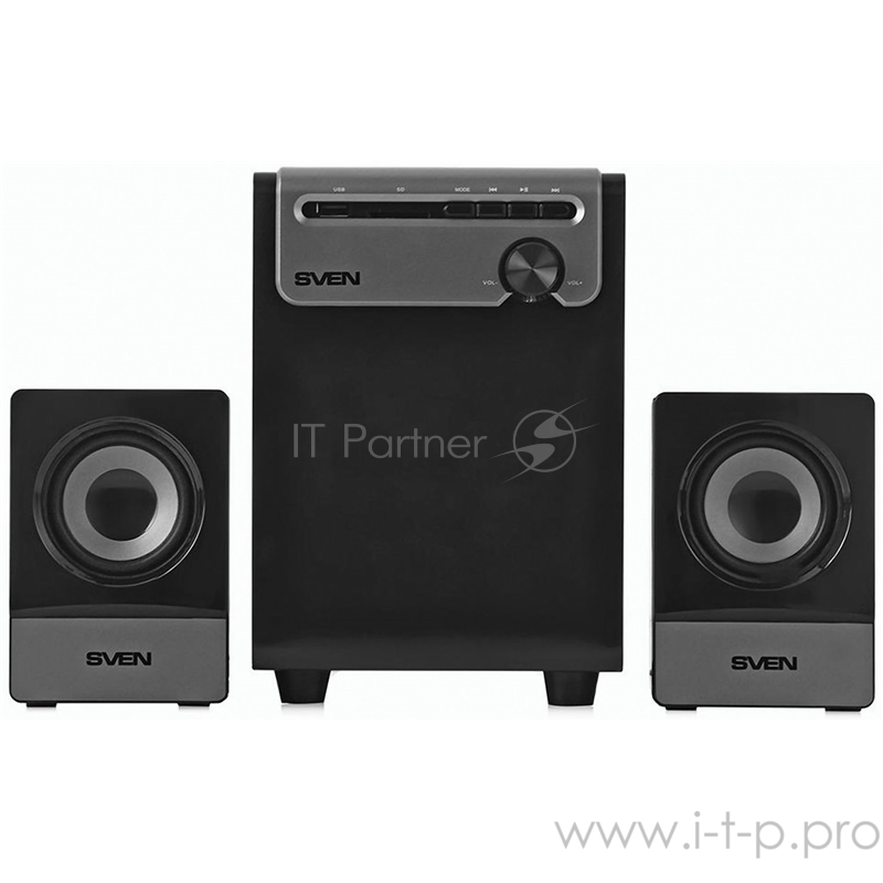 Колонки SVEN MS-110 черный {Воспроизведение музыки с USB flash и SD card памяти}