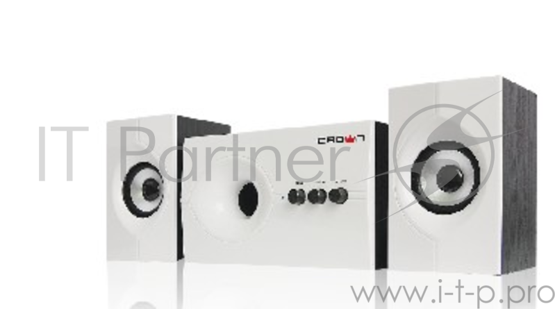 Акустическая система CROWN CMS-350, Bluetooth, выходная мощность 15W+10W*2(RMS), частотный диапазон 35HZ-20KHZ, регуляторы ромкости, высоких и низких частот на корпусе, материал корпуса - МДФ , панель - белый глянец.