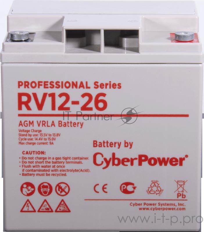 Аккумуляторная батарея PS CyberPower RV 12-26 / 12 В 26 Ач Battery CyberPower Professional series RV 12-26 / 12V 26 Ah