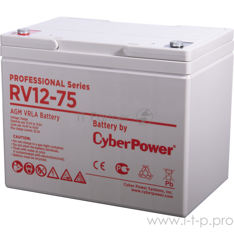 Аккумуляторная батарея PS CyberPower RV 12-75 / 12 В 75 Ач Battery CyberPower Professional series RV 12-75 / 12V 75 Ah