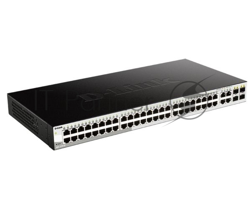 Коммутатор D-Link DGS-1210-52/FL1A, L2 Managed Switch with 48 10/100/1000Base-T ports and 4 100/1000Base-T/SFP combo-ports.16K Mac address, 802.3x Flow Control, 256 of 802.1Q VLAN, VID range 1-4094, 802.1p Prio