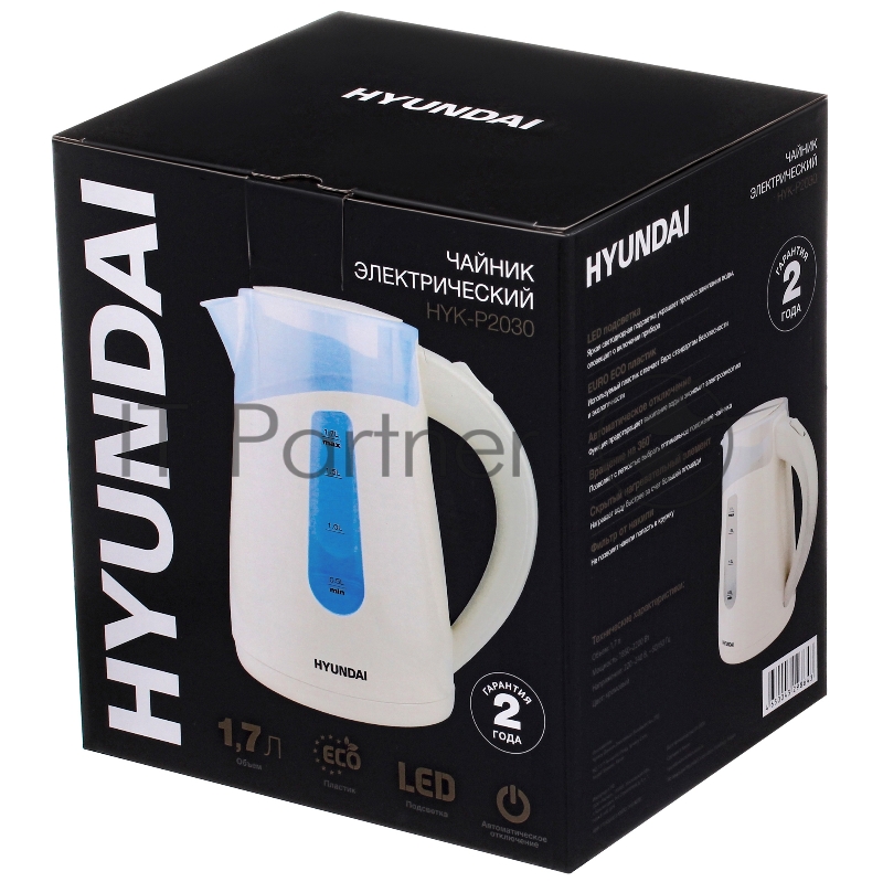 Чайник электрический Hyundai HYK-P2030 1.7л. 2200Вт кремовый (корпус: пластик)