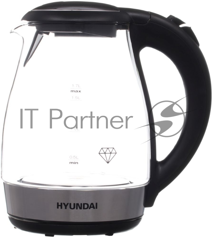 Чайник электрический Hyundai HYK-G2030 1.7л. 2200Вт черный (корпус: стекло)