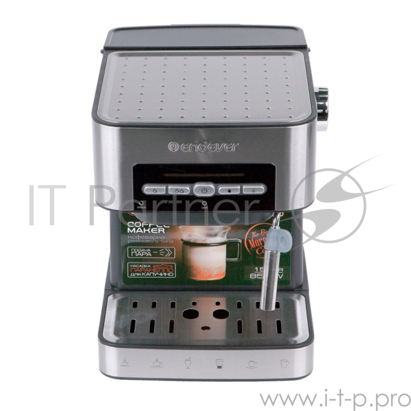 Kофеварка рожковая Endever Costa-1065, 20 Бар, подогрев чашек, насадка Паранелло, д/молотового, черный/стальной