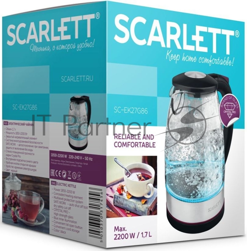 Чайник электрический Scarlett SC-EK27G86 черный