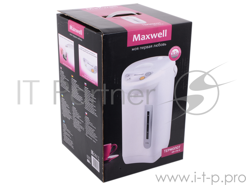 Термопот Maxwell MW-1754 (W) 800 Вт,макс.3,3 л,автомат.и ручная подача воды (3 режима)