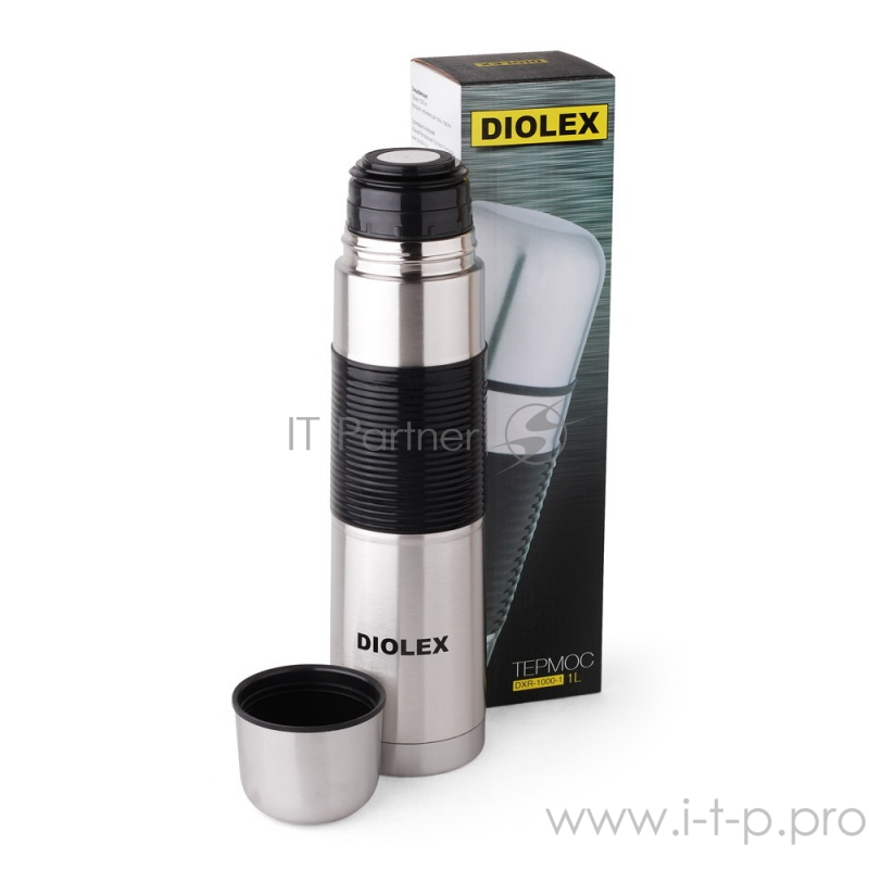 Термос Diolex DXR-500-1, с узким горлом, 500 мл, резиновая встака на корпусе, нержавеющая сталь