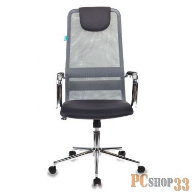 Кресло руководителя Бюрократ KB-9/DG/TW-12 серый TW-04 TW-12 сетка крестовина хром