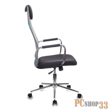 Кресло руководителя Бюрократ KB-9/DG/TW-12 серый TW-04 TW-12 сетка крестовина хром