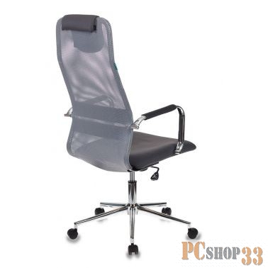 Кресло руководителя Бюрократ KB-9/DG/TW-12 серый TW-04 TW-12 сетка крестовина хром