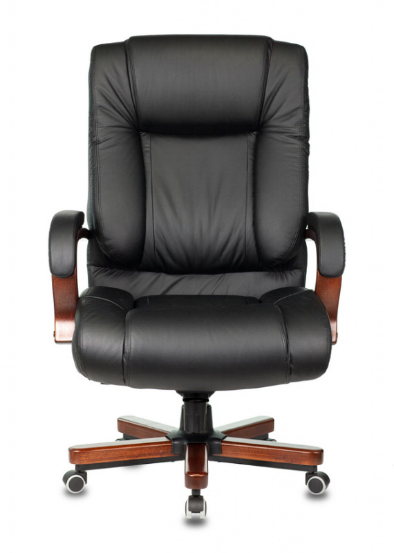 Кресло руководителя Бюрократ T-9925WALNUT/BLACK черный кожа крестовина дерево